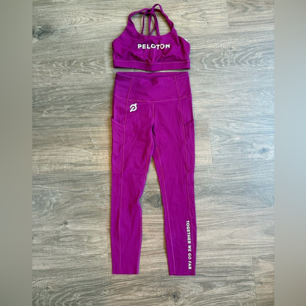 Lululemon  Peloton Fuschia Bra and Leggings Set